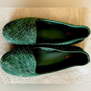 Bottega Veneta espadrilles, size 38 1/2, green woven leather